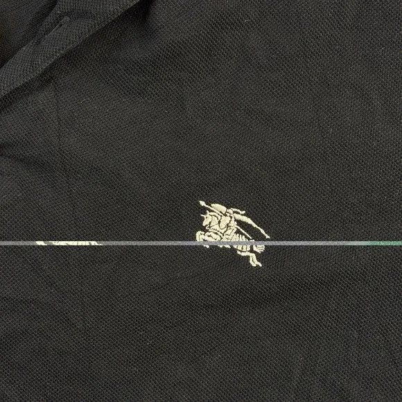 Burberry Brit Black Polo Shirt Nova Check Collar Men's M - Picture 7 of 11